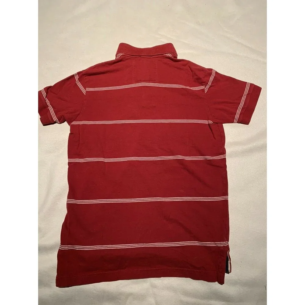 Boy's Abercrombie Kids Short‎ Sleeve Polo Red White Stripes M